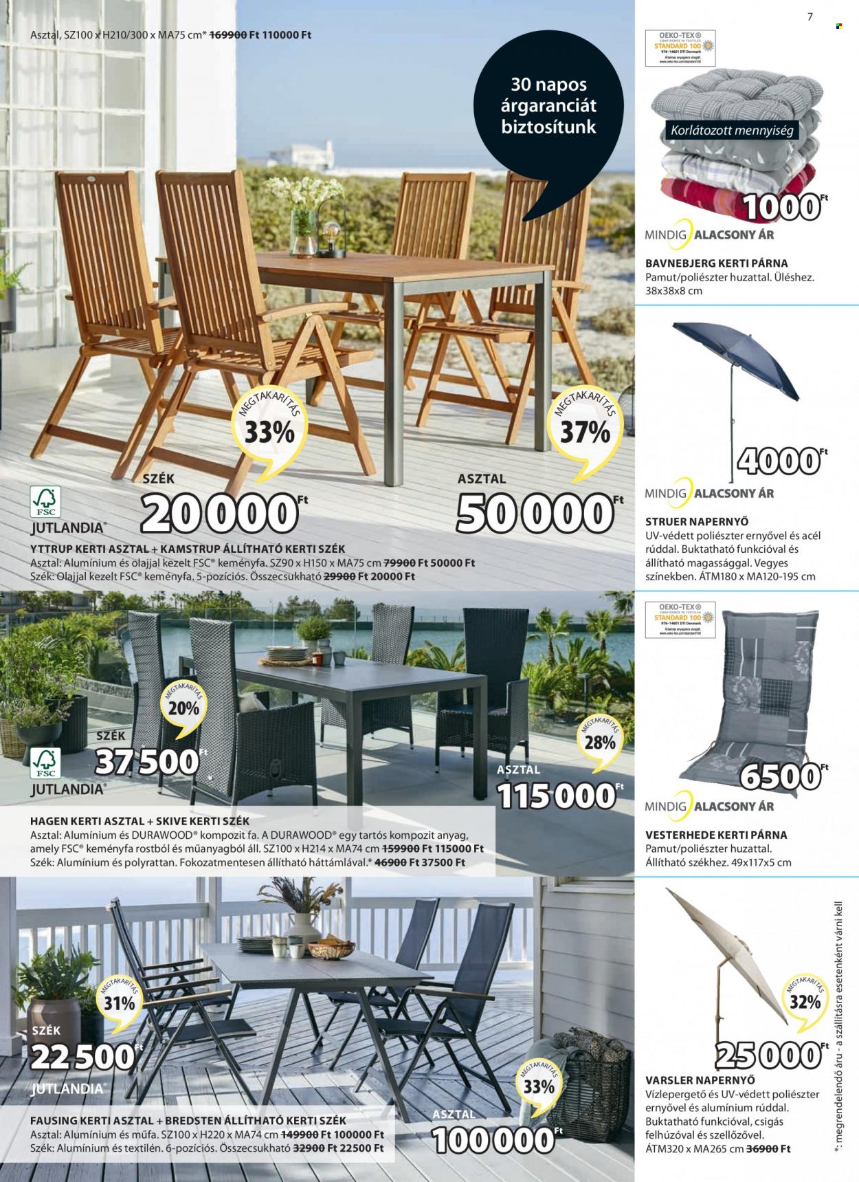 thumbnail - JYSK akciós újsága  - 2022.05.12 - 2022.05.25 - Akciós termékek - asztal, kerti párna, párna, szék, kerti asztal, kerti szék, napernyő.  7. Oldal