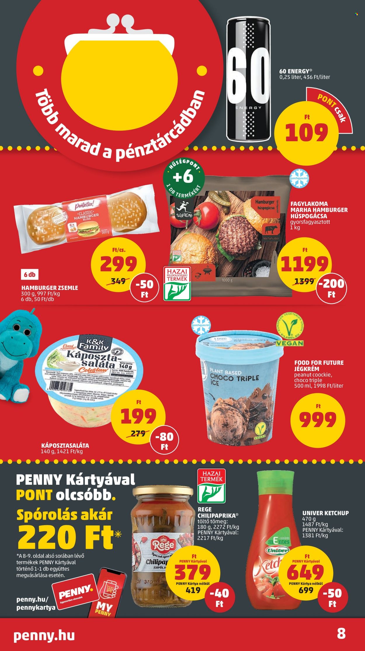 thumbnail - Penny Market akciós újsága  - 2022.06.23 - 2022.06.29 - Akciós termékek - hamburger zsemle, zsemle, jégkrém, ketchup, Univer.  8. Oldal