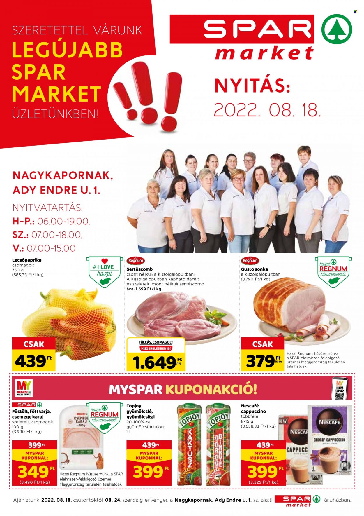 SPAR market akciós újságok - 2022.08.18 - 2022.08.24. Oldal 1