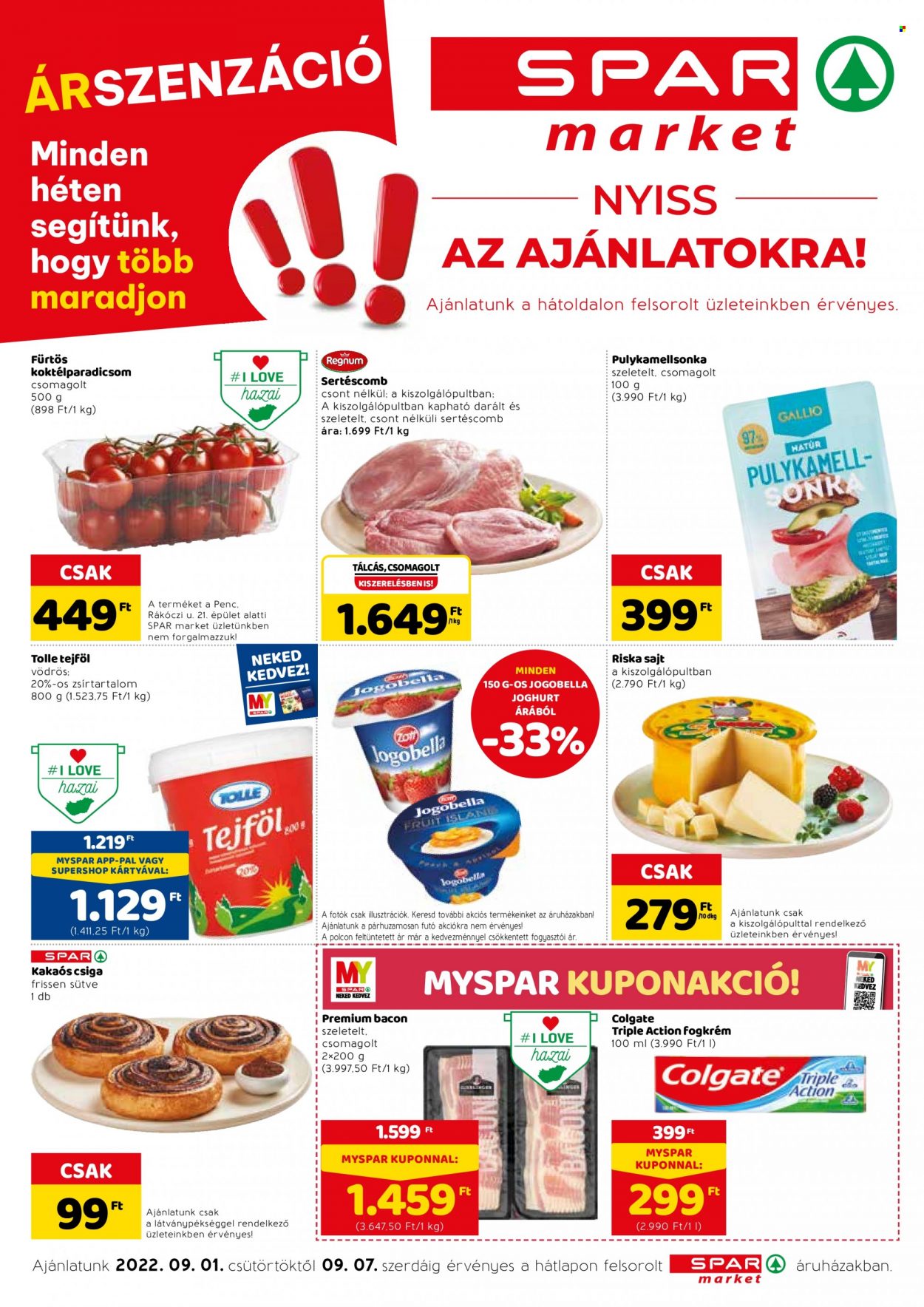 SPAR market akciós újságok - 2022.09.01 - 2022.09.07. Oldal 1