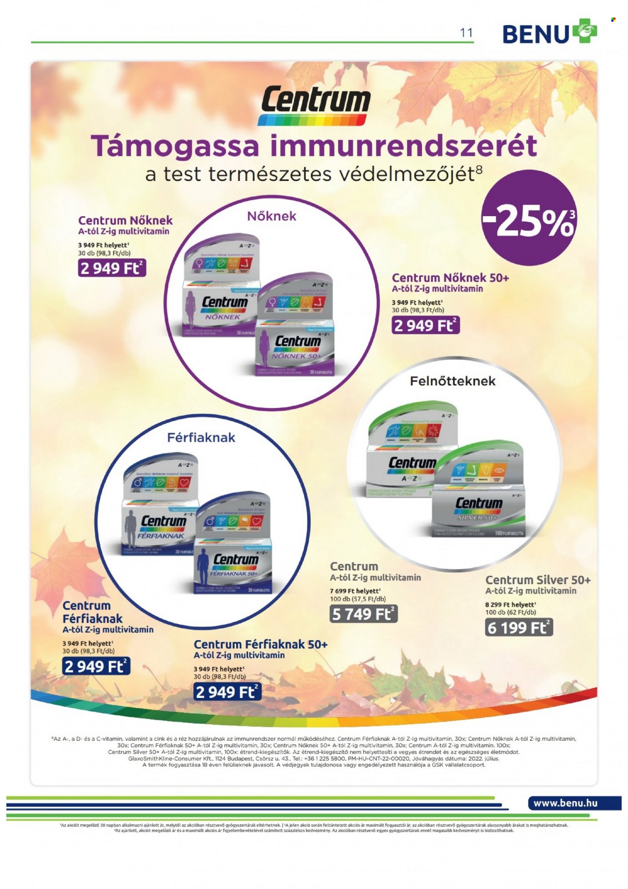 BENU Gyógyszertár akciós újságok - 2022.09.01 - 2022.09.30. Oldal 11