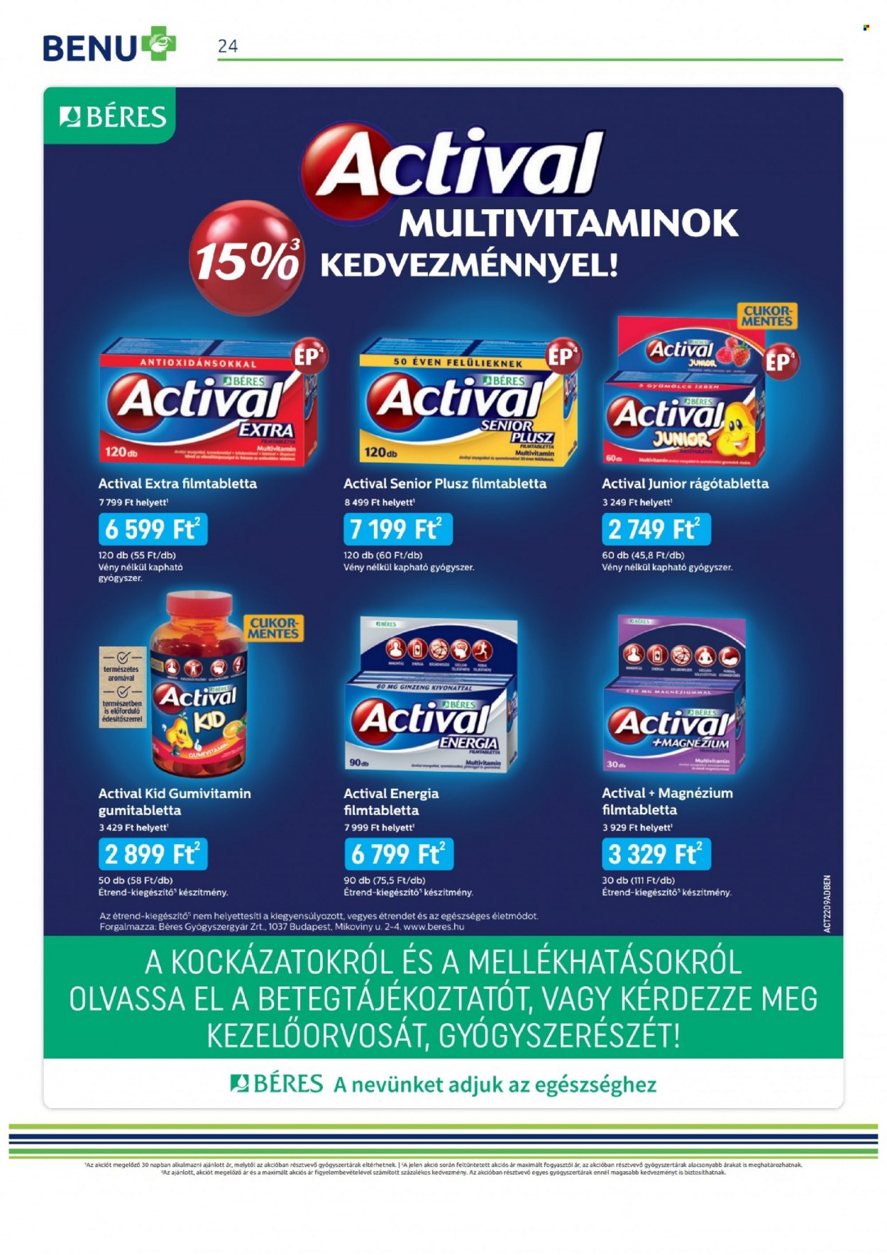 BENU Gyógyszertár akciós újságok - 2022.09.01 - 2022.09.30. Oldal 24