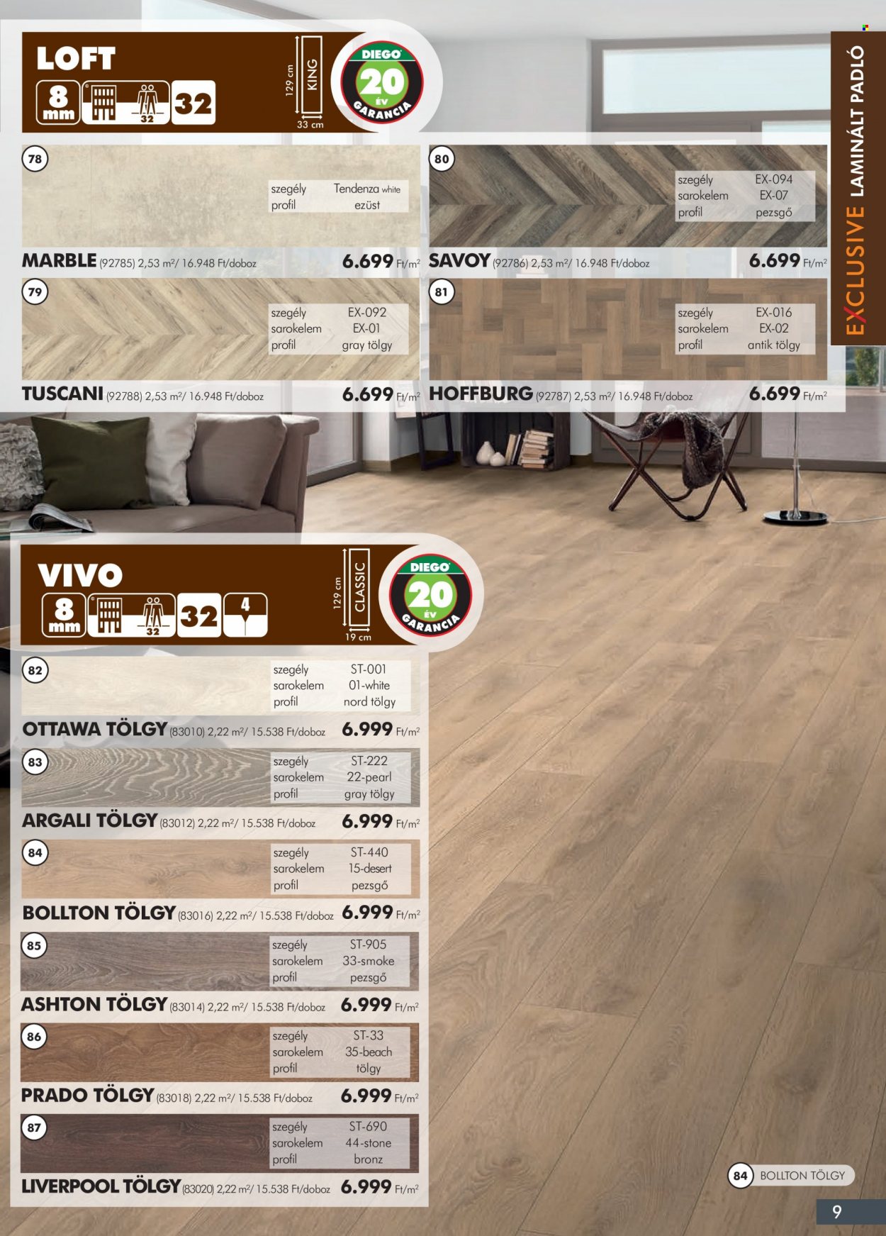 thumbnail - Diego akciós újsága  - 2022.10.01 - 2023.03.31 - Akciós termékek - laminált padló, marble.  9. Oldal