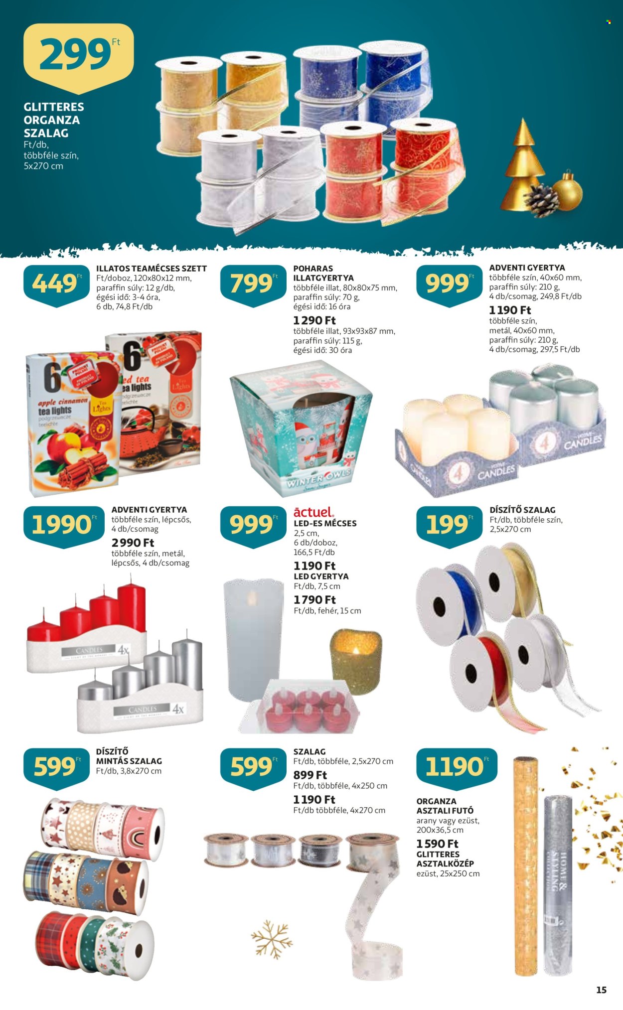thumbnail - Auchan akciós újsága  - 2022.10.13 - 2022.11.30 - Akciós termékek - szalag, gyertya, illatgyertya, teamécses, Apple.  15. Oldal