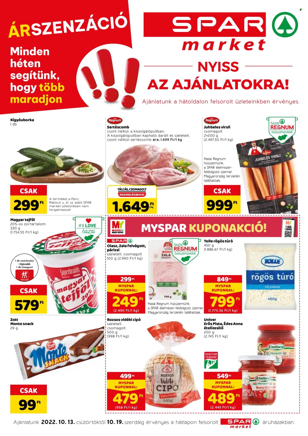 SPAR market akciós újságok - 2022.10.13 - 2022.10.19. Oldal 1