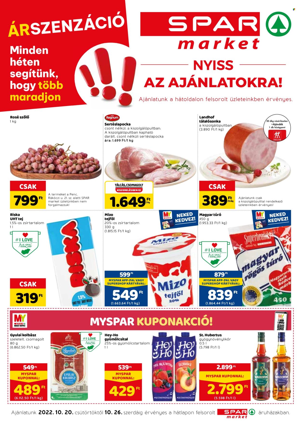 SPAR market akciós újságok - 2022.10.20 - 2022.10.26. Oldal 1