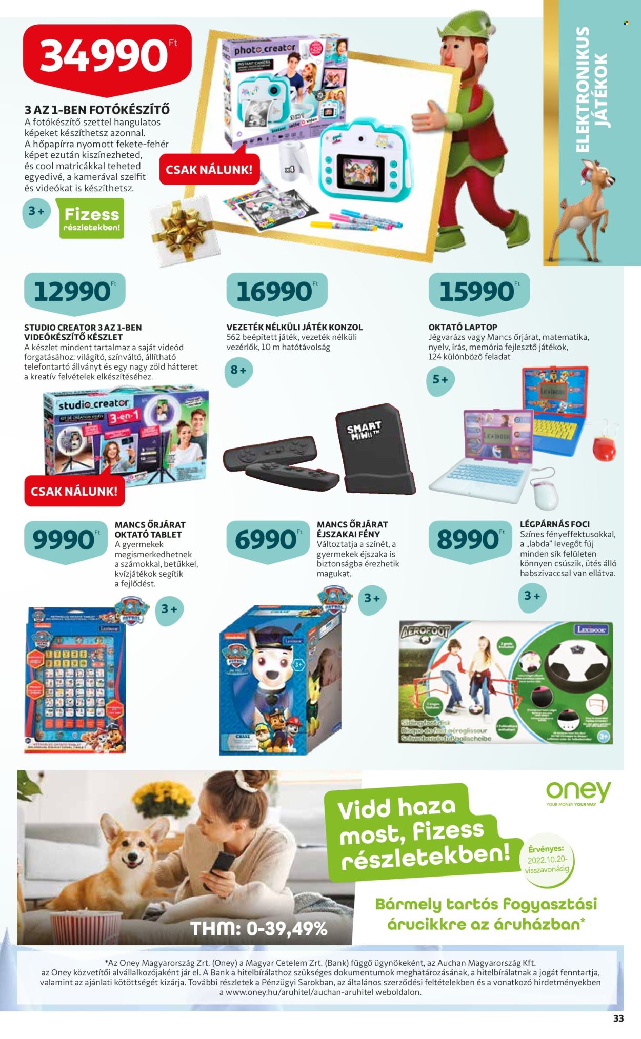 thumbnail - Auchan akciós újsága  - 2022.10.20 - 2022.11.30 - Akciós termékek - laptop, tablet, Mancs őrjárat, játék.  33. Oldal