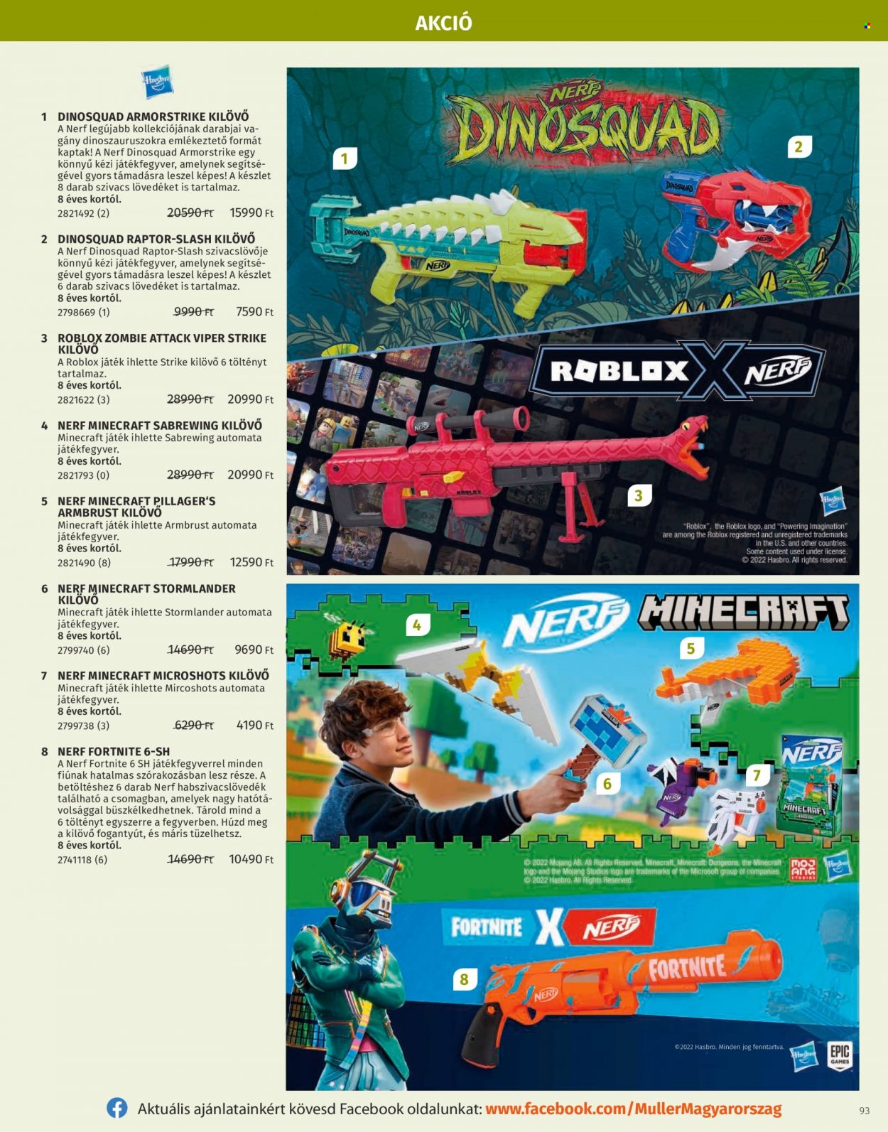 thumbnail - Müller akciós újsága  - Akciós termékek - Hasbro, Nerf, játék.  93. Oldal