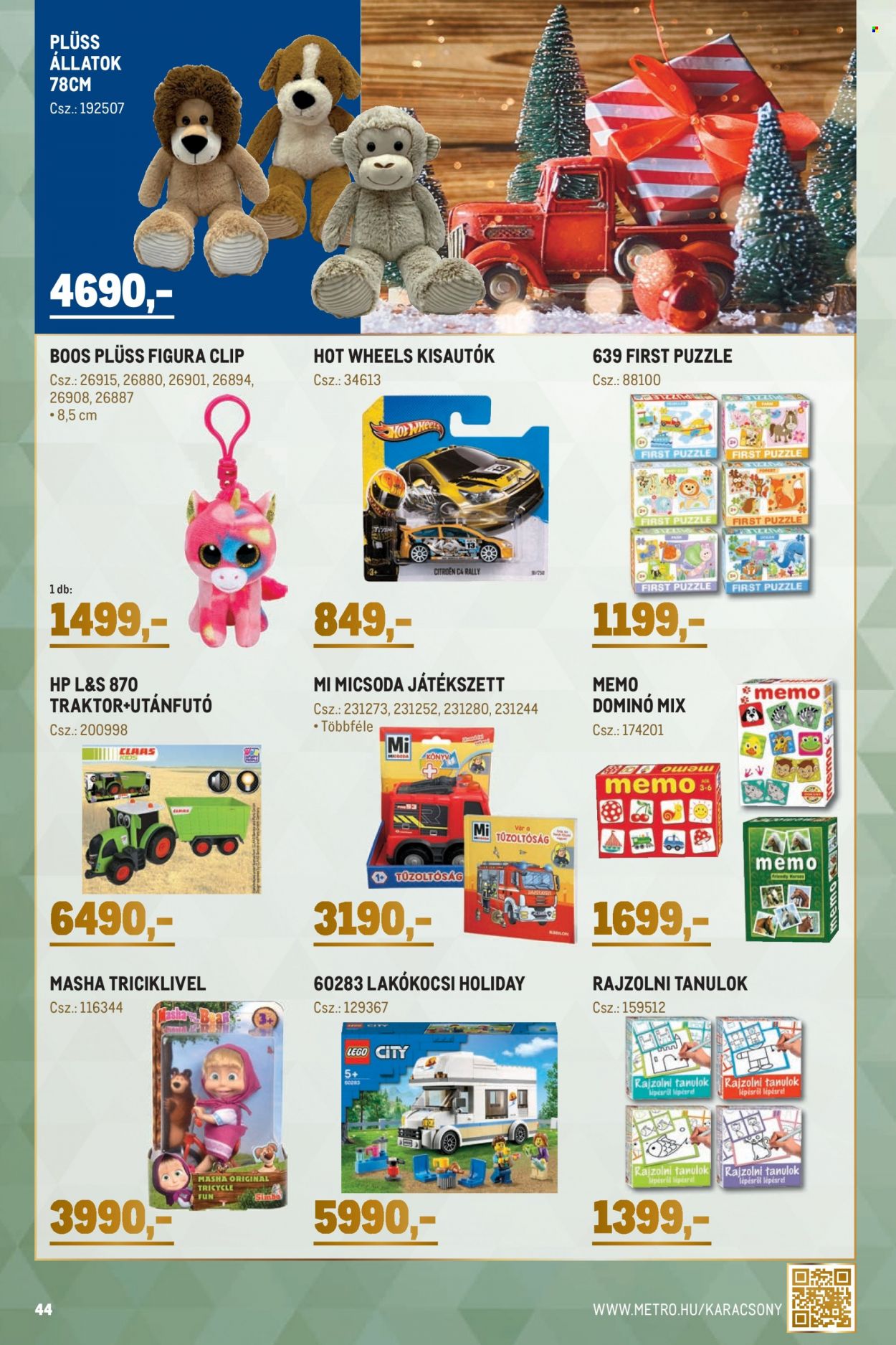 thumbnail - Metro akciós újsága  - 2022.11.30 - 2022.12.26 - Akciós termékek - Hewlett-Packard, Hot Wheels, kisautó, plüss, puzzle, LEGO, LEGO City.  44. Oldal