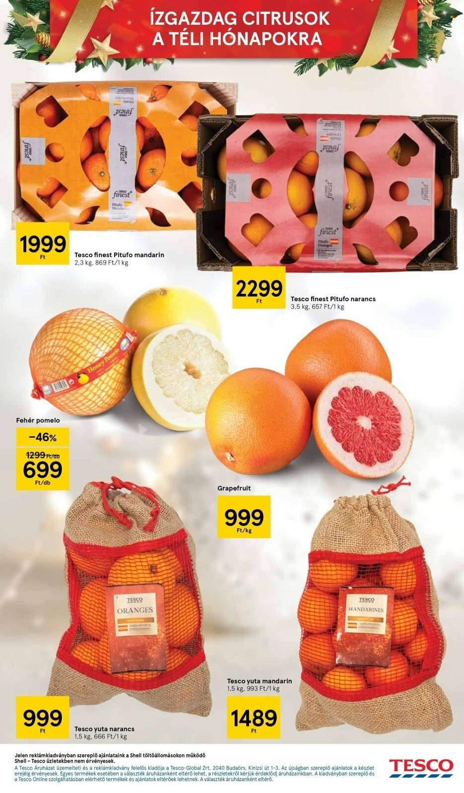 thumbnail - TESCO akciós újsága  - 2022.12.01 - 2022.12.07 - Akciós termékek - grépfrút, mandarin, pomelo, narancs.  7. Oldal