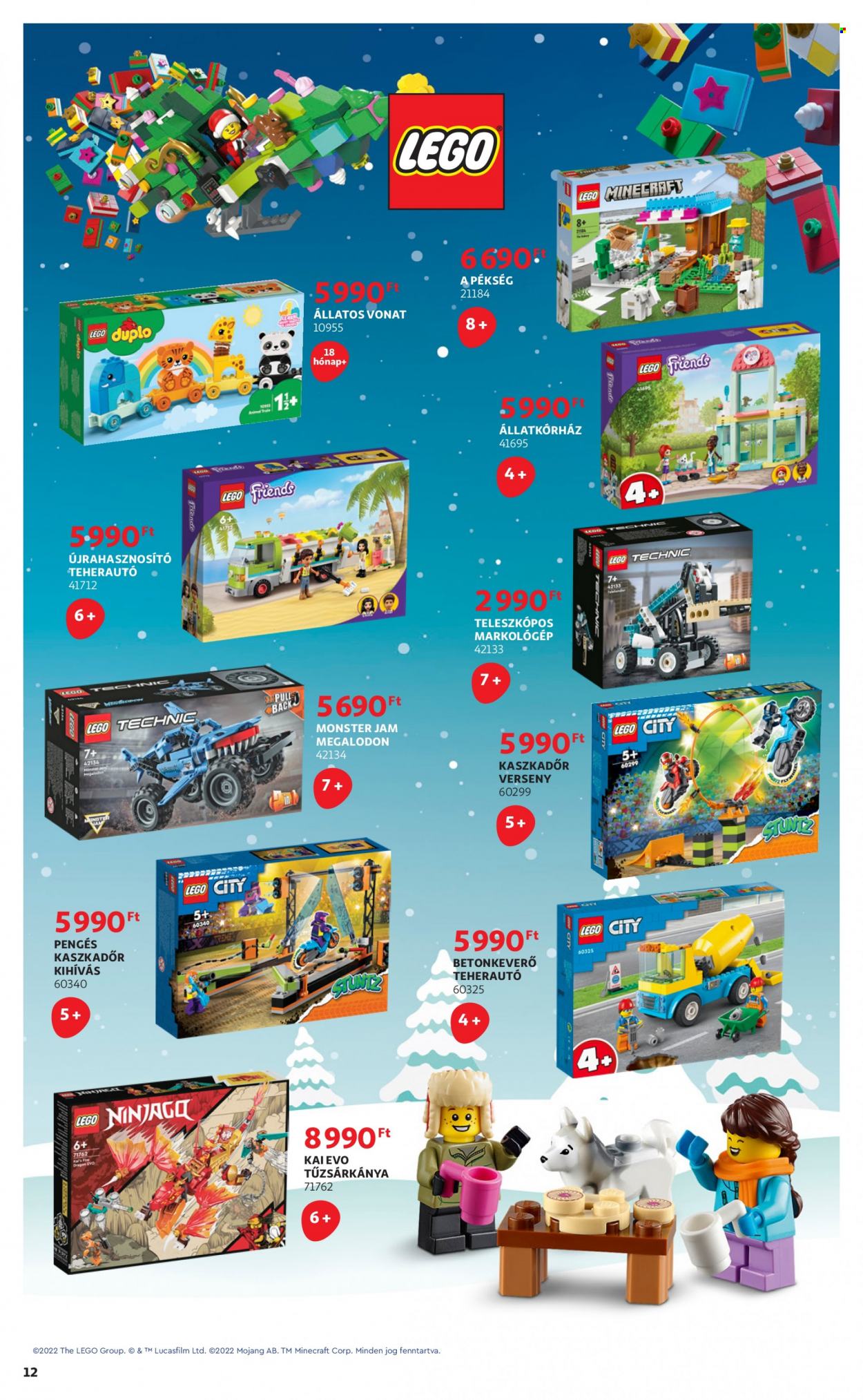 thumbnail - Auchan akciós újsága  - 2022.12.01 - 2022.12.31 - Akciós termékek - Monster, LEGO Friends, LEGO Minecraft, LEGO Ninjago, LEGO Technic, vonat, LEGO, LEGO City, LEGO Duplo, betonkeverő.  12. Oldal