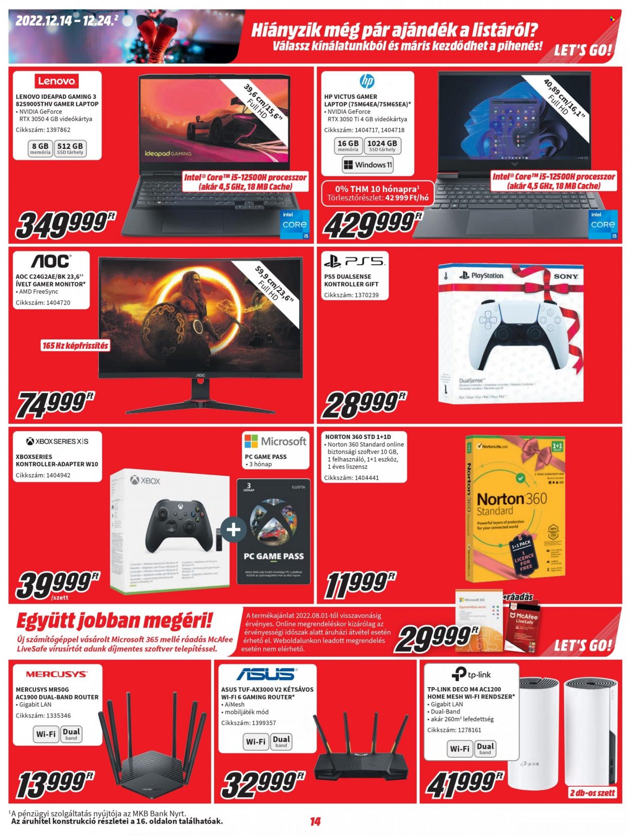 MediaMarkt akciós újságok - 2022.12.14 - 2022.12.24. Oldal 14