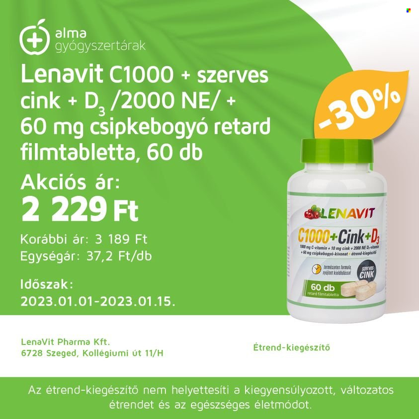 Alma Gyógyszertárak akciós újságok - 2023.01.01 - 2023.01.15. Oldal 1