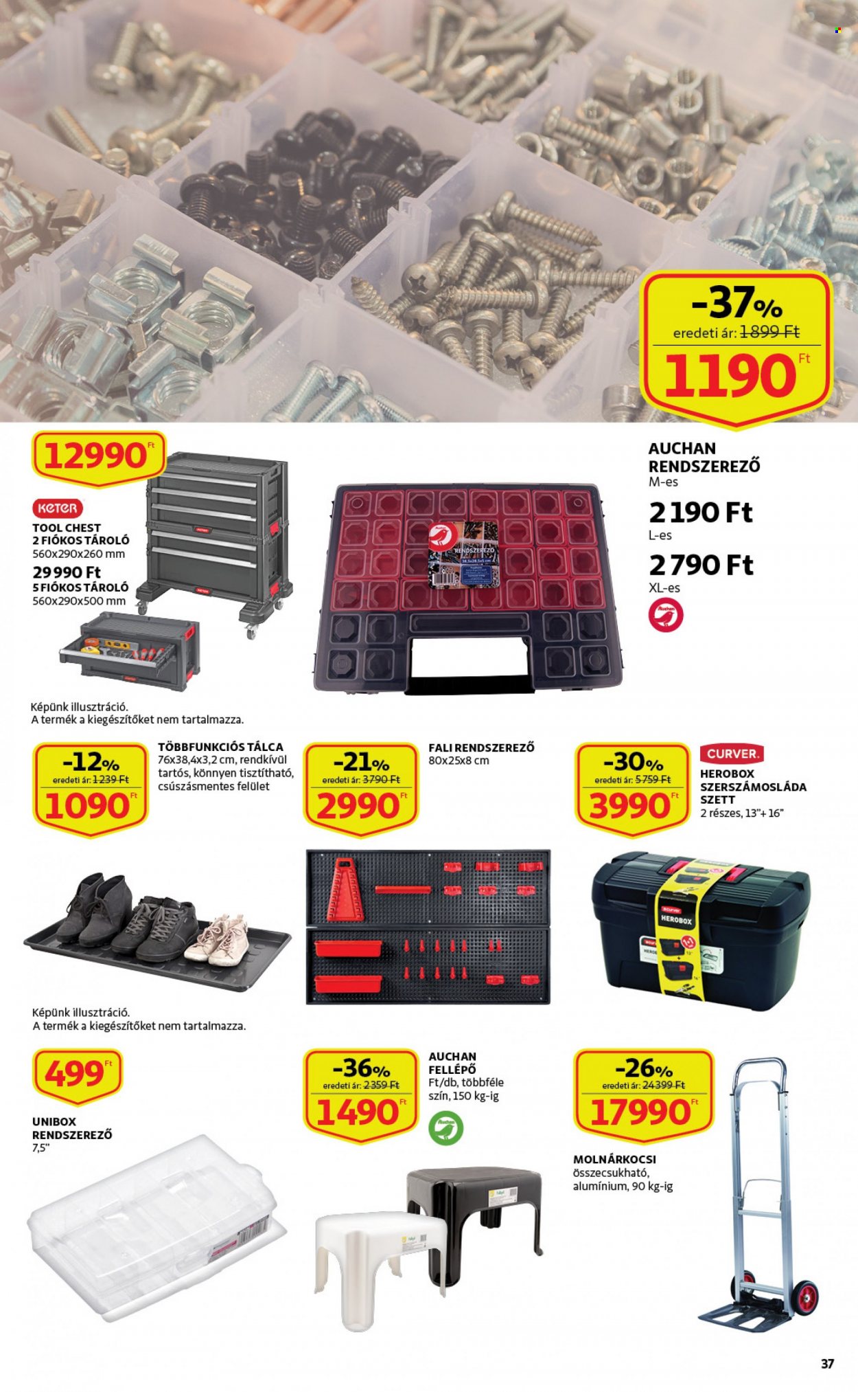 thumbnail - Auchan akciós újsága  - 2023.01.19 - 2023.02.01 - Akciós termékek - rendszerező, Curver, tálca, fellépő.  37. Oldal