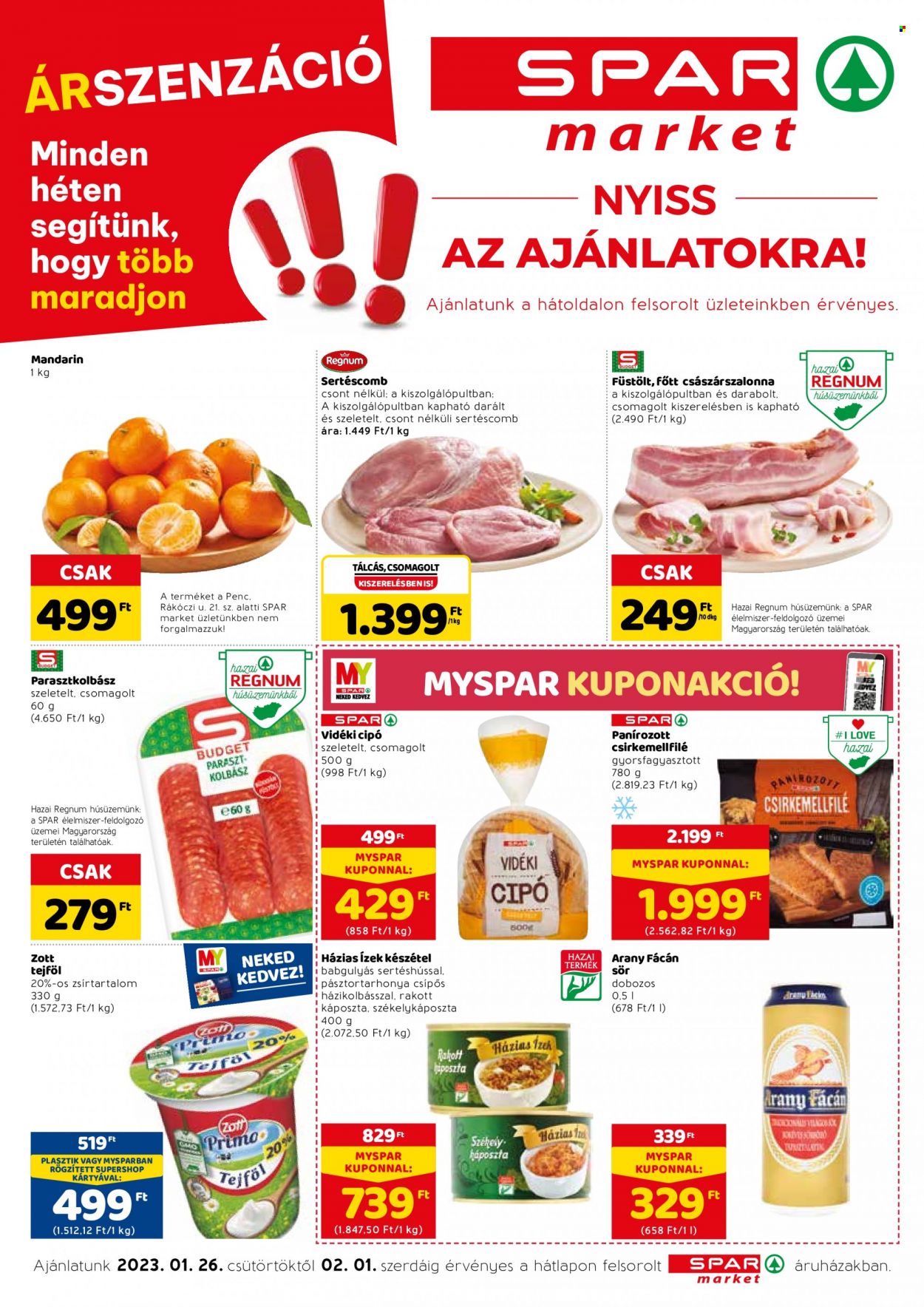 SPAR market akciós újságok - 2023.01.26 - 2023.02.01. Oldal 1