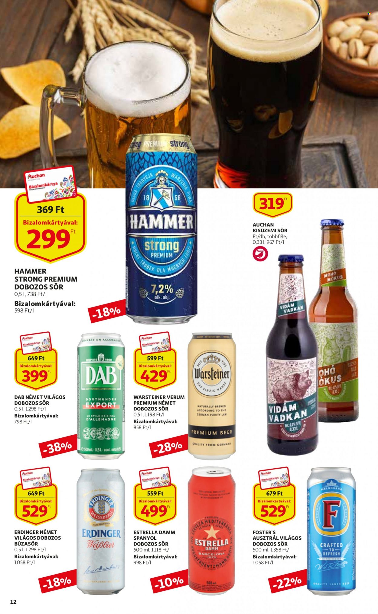 thumbnail - Auchan akciós újsága  - 2023.01.26 - 2023.02.01 - Akciós termékek - sör, dobozos sör, búzasör.  12. Oldal
