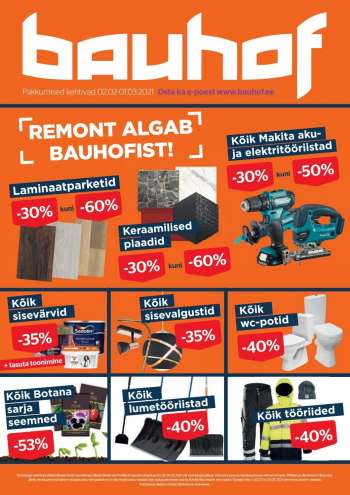 Kaupluse Bauhof kliendileht - 02.02.2021 - 01.03.2021.