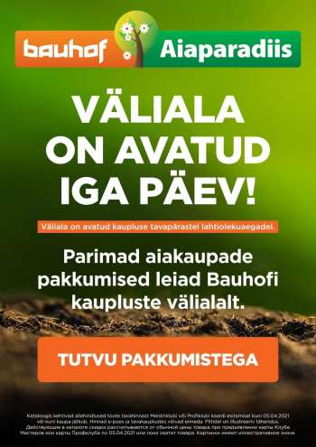 Kaupluse Bauhof kliendileht - 22.03.2021 - 05.04.2021.