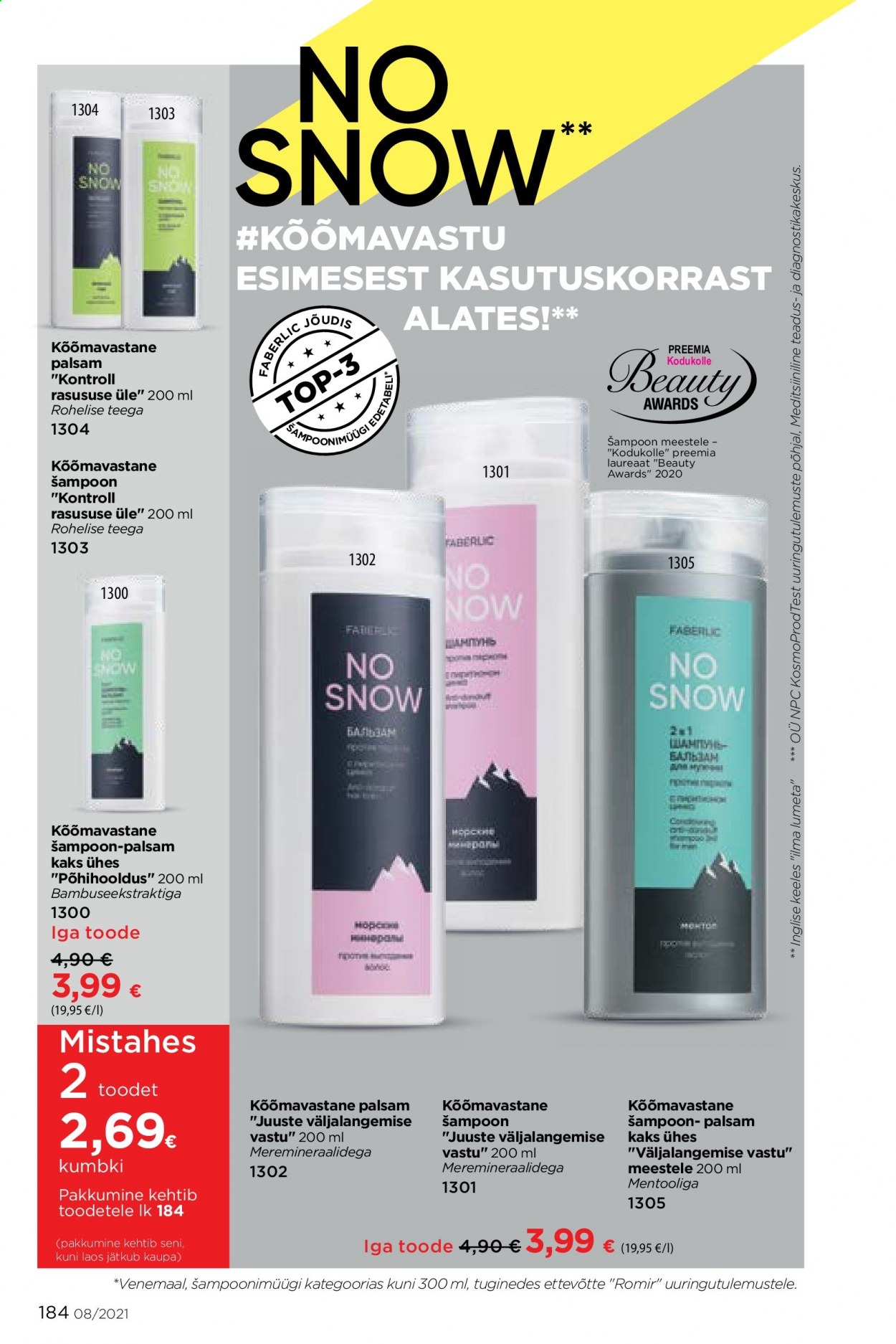 Kaupluse Faberlic kliendileht - 24.05.2021 - 13.06.2021 - soodustooted - palsam, šampoon. Lehekülg 184.
