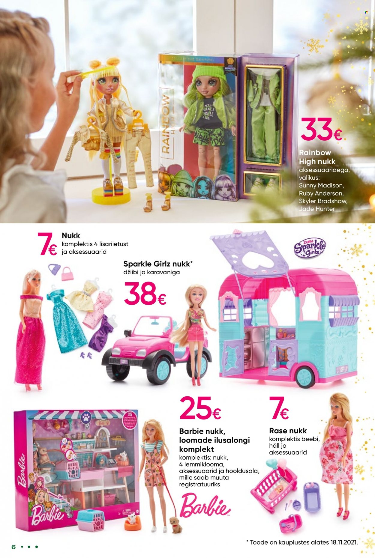 thumbnail - Kaupluse Pepco kliendileht - 11.11.2021 - 29.12.2021 - soodustooted - Barbie, nukk, Sparkle Girlz. Lehekülg 6.