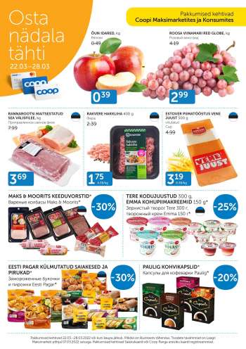 Kaupluse Coop kliendileht - 22.03.2022 - 28.03.2022.