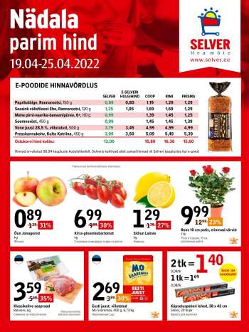 Kaupluse Selver kliendileht - 19.04.2022 - 25.04.2022.