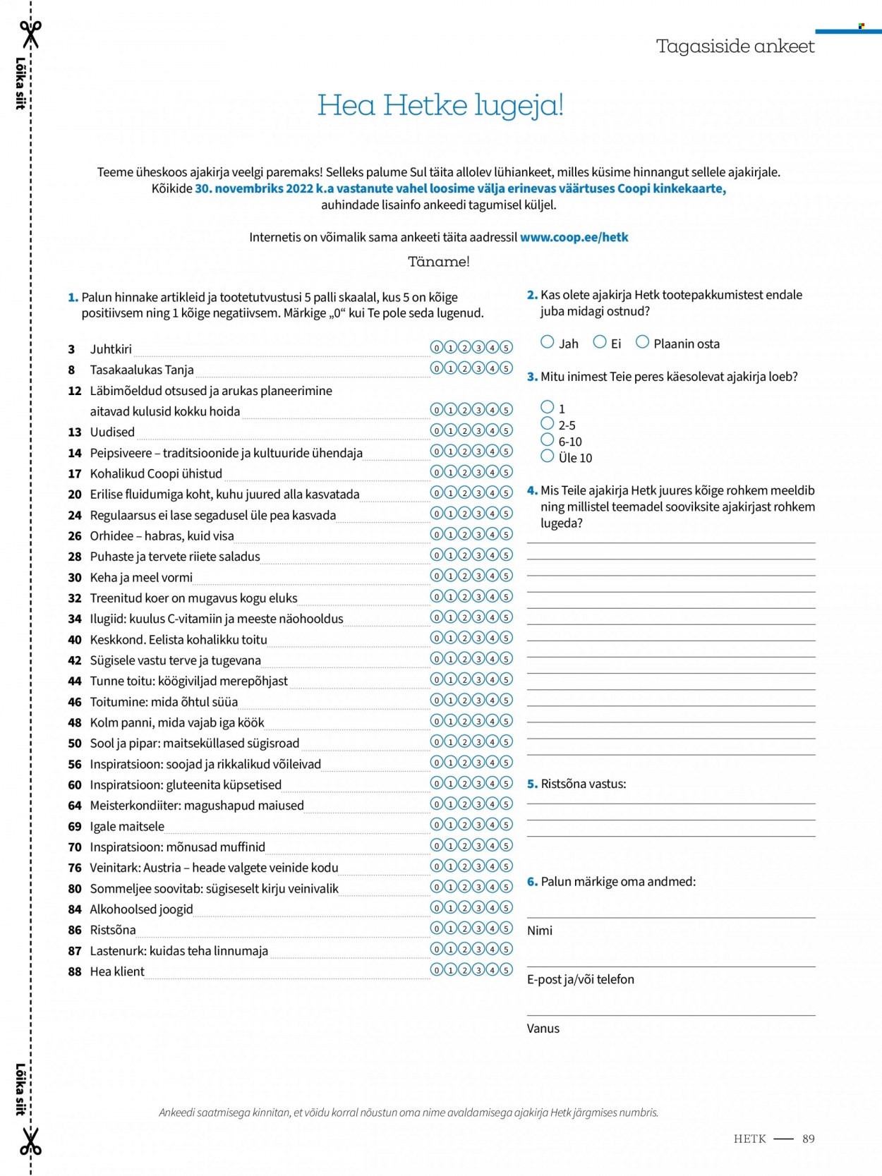 Coop kliendileht - 07.09.2022 - 30.11.2022. Lehekülg 77