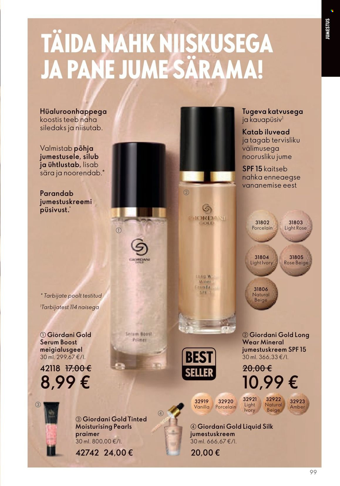 Kaupluse Oriflame kliendileht - 17.05.2023 - 06.06.2023 - soodustooted - Giordani Gold, jumestuskreem, vanilla. Lehekülg 100.