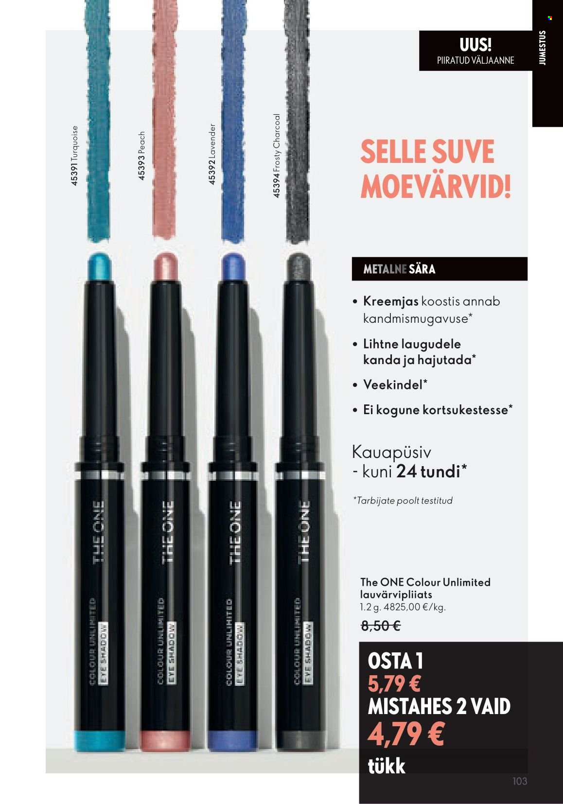 Kaupluse Oriflame kliendileht - 17.05.2023 - 06.06.2023 - soodustooted - lauvärvipliiats. Lehekülg 104.
