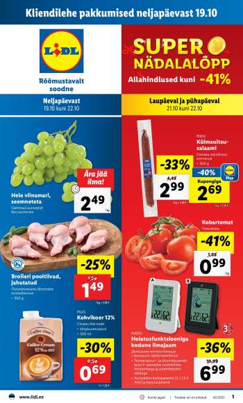 Kaupluse Lidl kliendileht - 19.10.2023 - 22.10.2023.