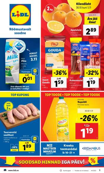Kaupluse Lidl kliendileht - 30.10.2023 - 11.11.2023.