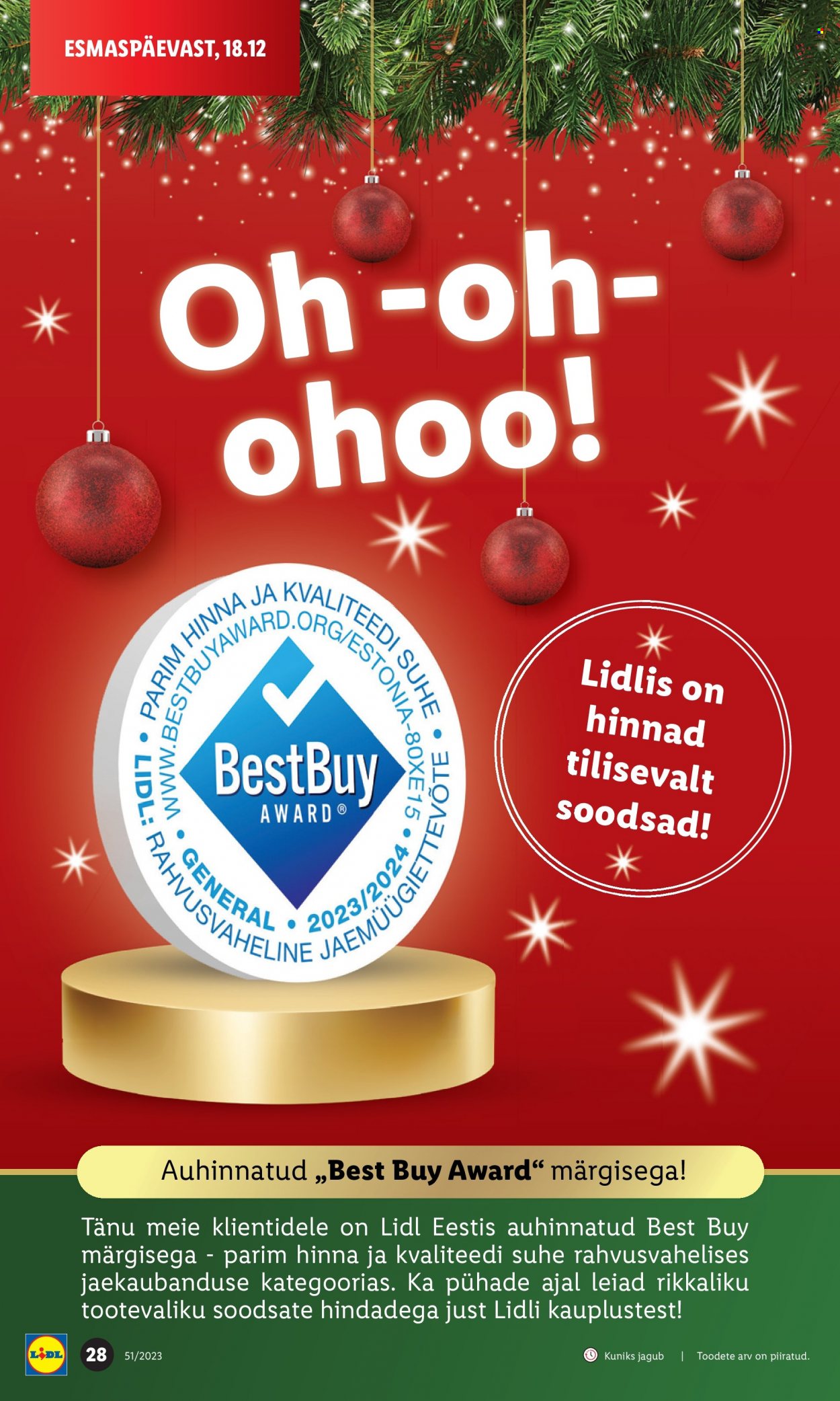 Lidl kliendileht - 18.12.2023 - 24.12.2023. Lehekülg 28