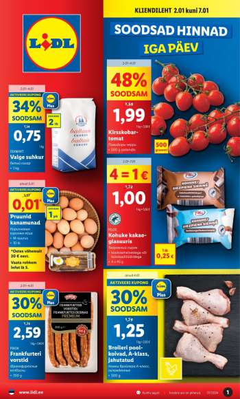 Kaupluse Lidl kliendileht - 02.01.2024 - 07.01.2024.