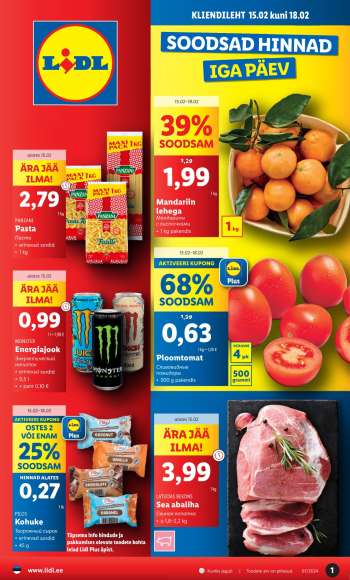 Kaupluse Lidl kliendileht - 15.02.2024 - 18.02.2024.