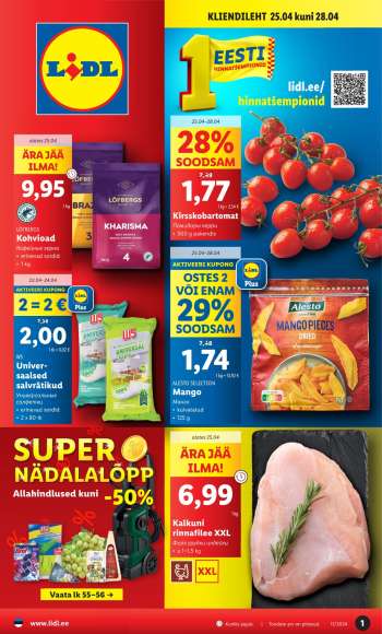 Kaupluse Lidl kliendileht - 25.04.2024 - 28.04.2024.