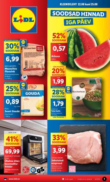 Kaupluse Lidl kliendileht - 22.08.2024 - 25.08.2024.