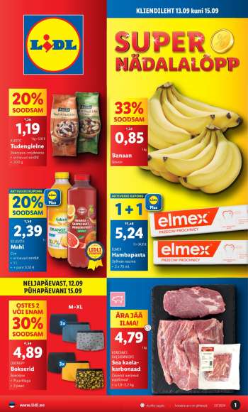 Kaupluse Lidl kliendileht - 13.09.2024 - 15.09.2024.
