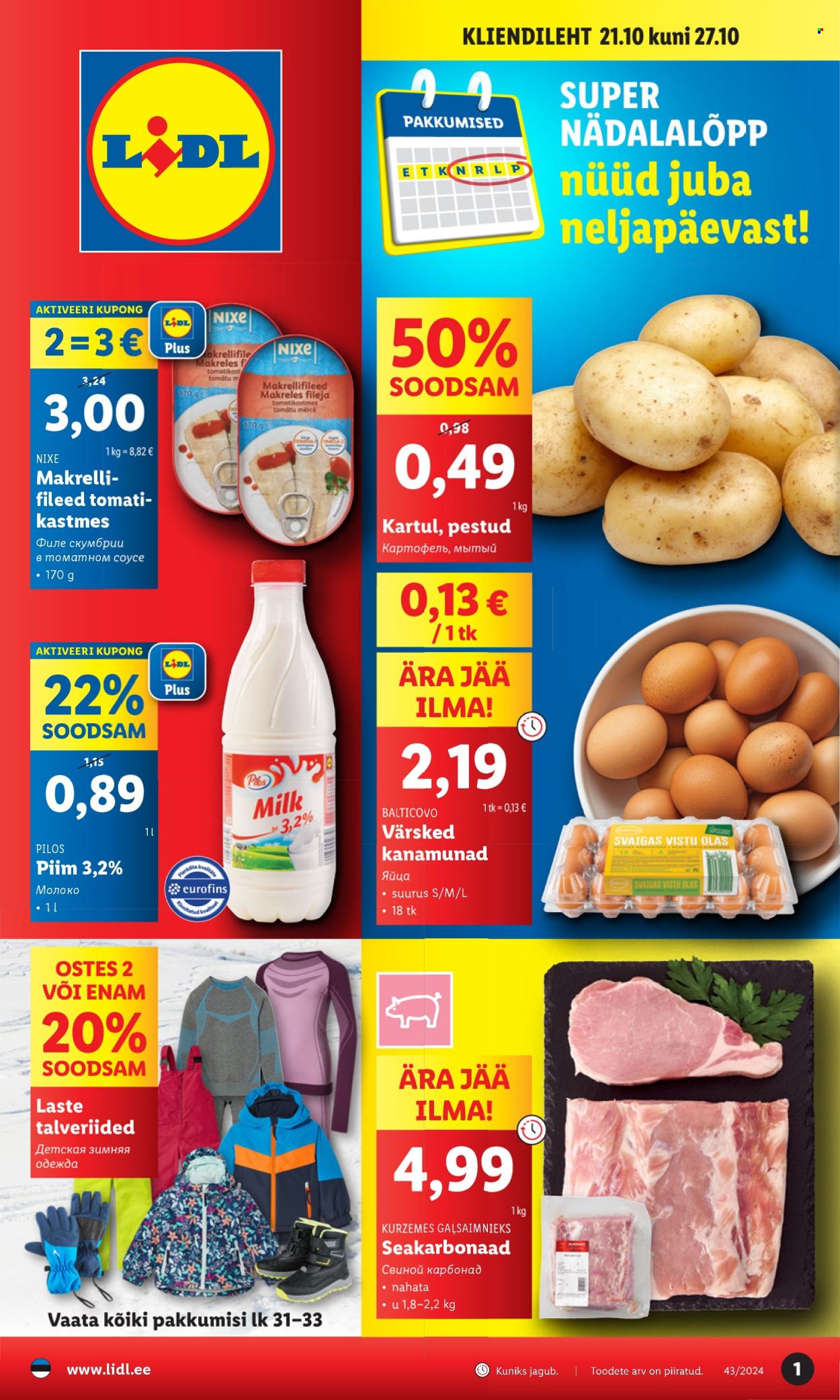 Lidl kliendileht - 21.10.2024 - 27.10.2024. Lehekülg 1