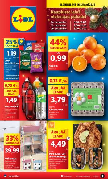 Kaupluse Lidl kliendileht - 16.12.2024 - 23.12.2024.