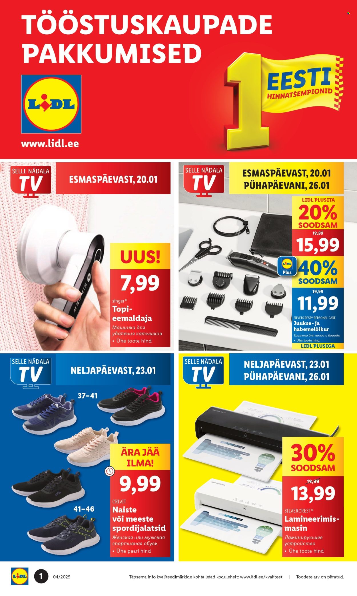 Lidl kliendileht - 20.01.2025 - 26.01.2025. Lehekülg 1