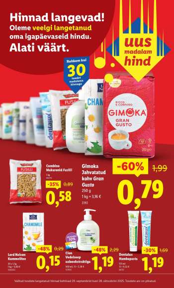 Kaupluse Lidl kliendileht - 29.09.2025 - 28.10.2025.