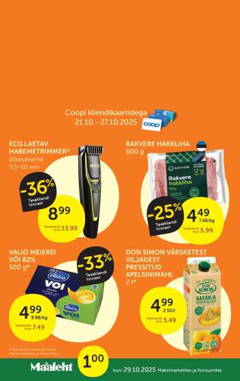 Kaupluse Coop kliendileht - 21.10.2025 - 27.10.2025.