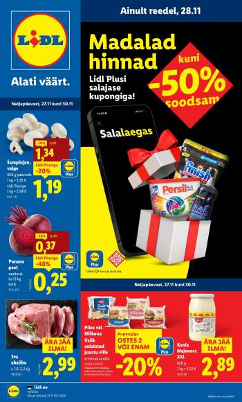 Kaupluse Lidl kliendileht - 27.11.2025 - 30.11.2025.
