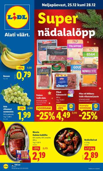 Kaupluse Lidl kliendileht - 25.12.2025 - 28.12.2025.