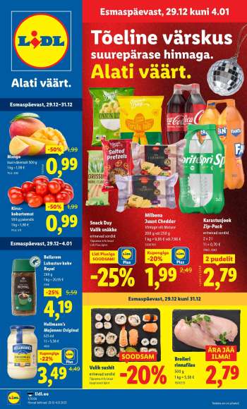 Kaupluse Lidl kliendileht - 29.12.2025 - 04.01.2026.