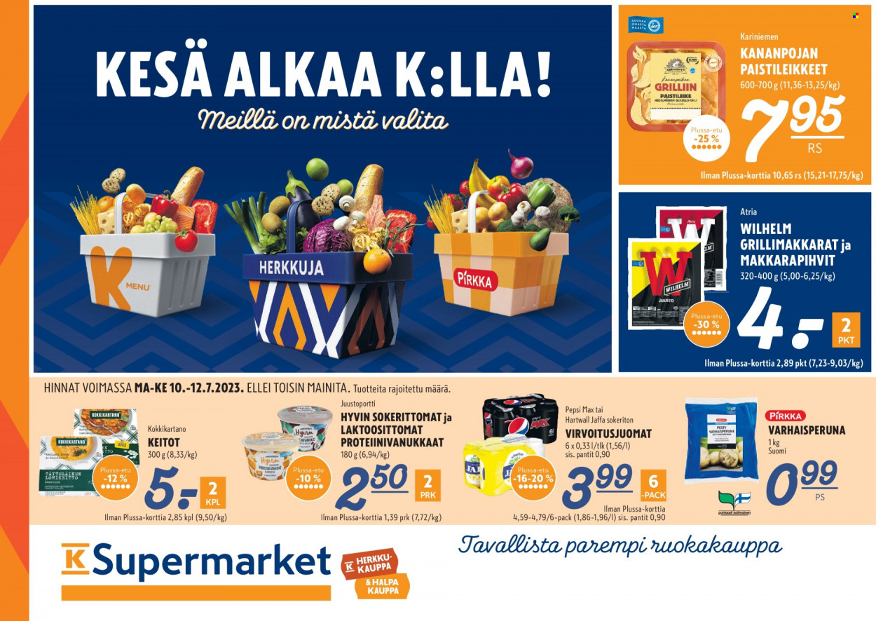 K-Supermarket tarjoukset - 10.07.2023 - 12.07.2023. Sivu 1