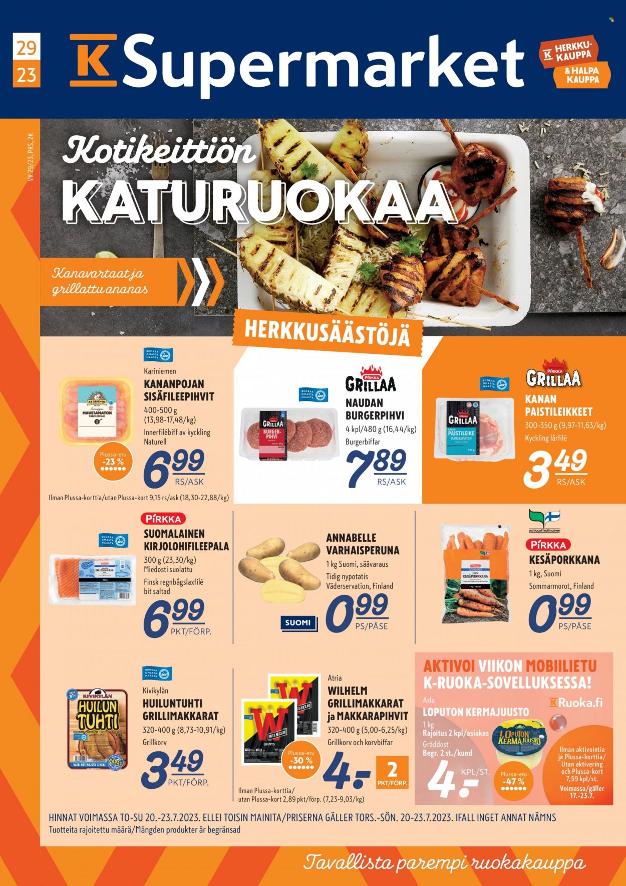 K-Supermarket tarjoukset - 20.07.2023 - 23.07.2023. Sivu 1