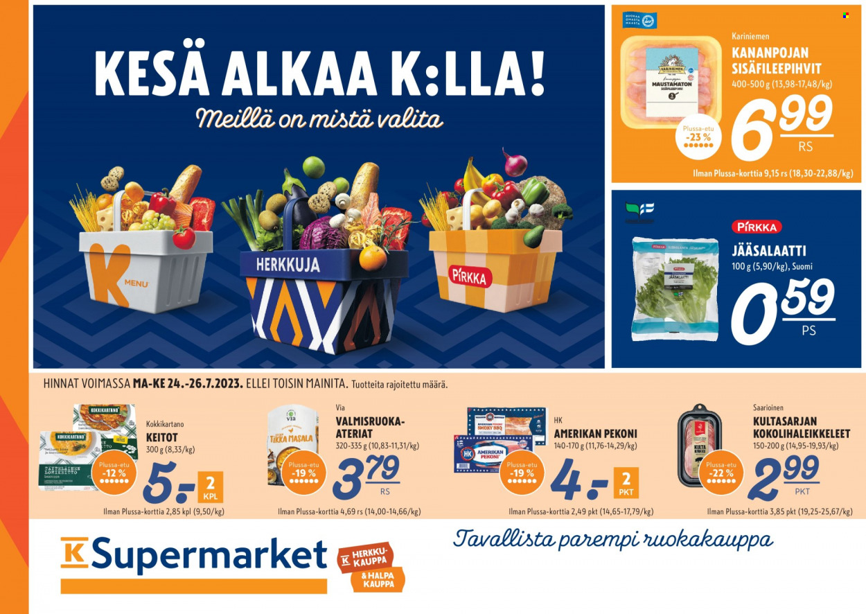 K-Supermarket tarjoukset - 24.07.2023 - 26.07.2023. Sivu 1