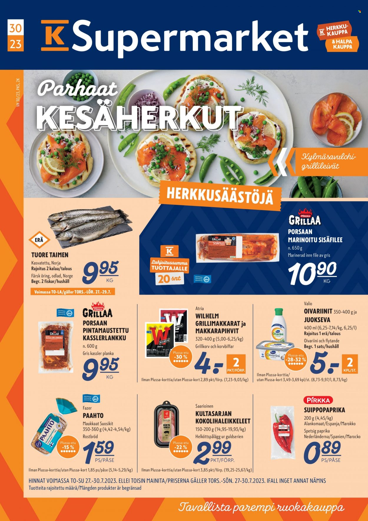 K-Supermarket tarjoukset - 27.07.2023 - 30.07.2023. Sivu 1