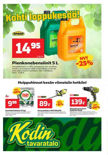 Kodintavaratalo tarjoukset  - 31.07.2023 - 09.08.2023.